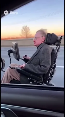 Stephen hawking speeding in his wheelchair #sora #ai #aivideos #chatgpt #stephenhawking 