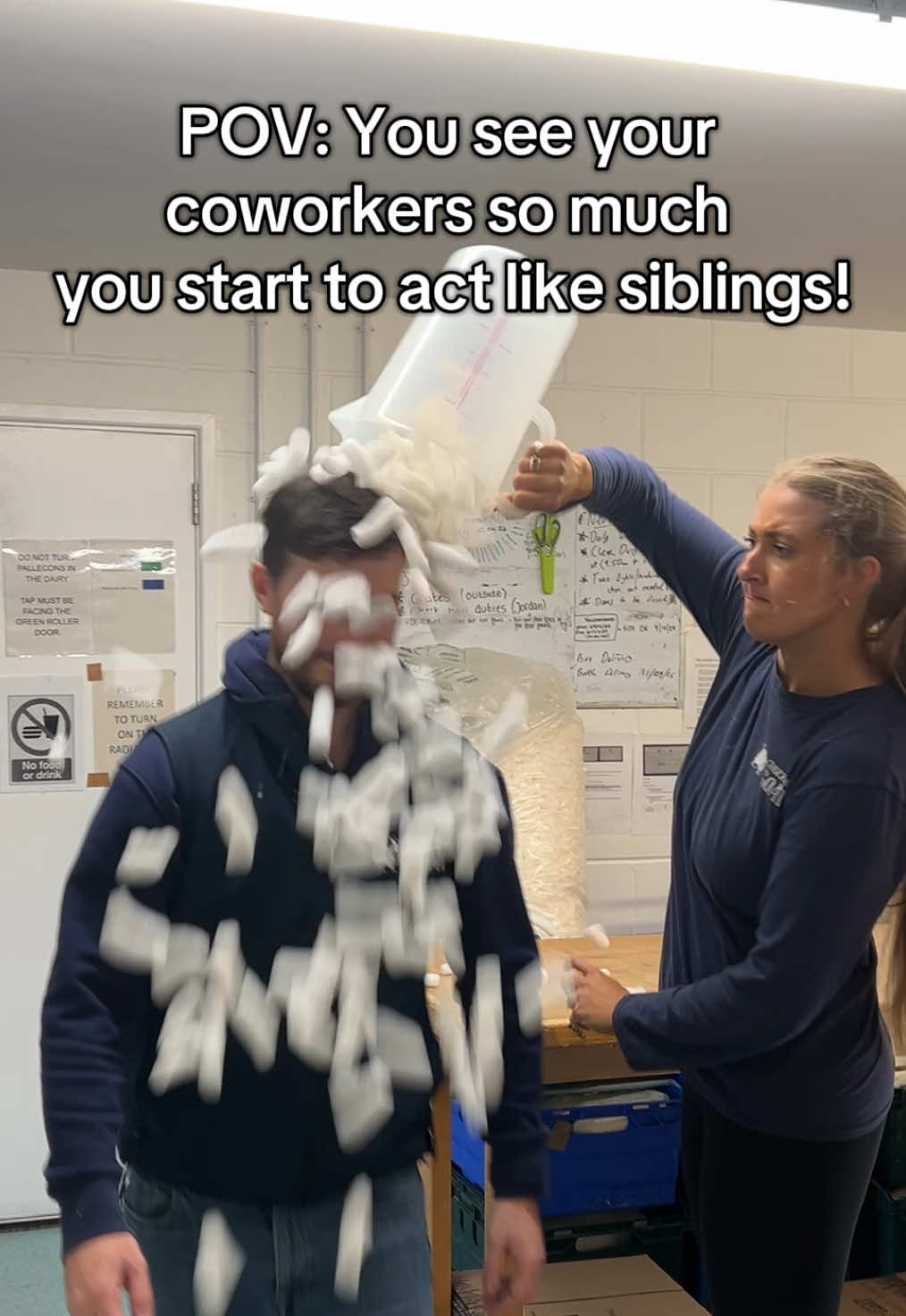 These two🙄 #chucklinggoat #workhumor #comedy #bts #Siblings 