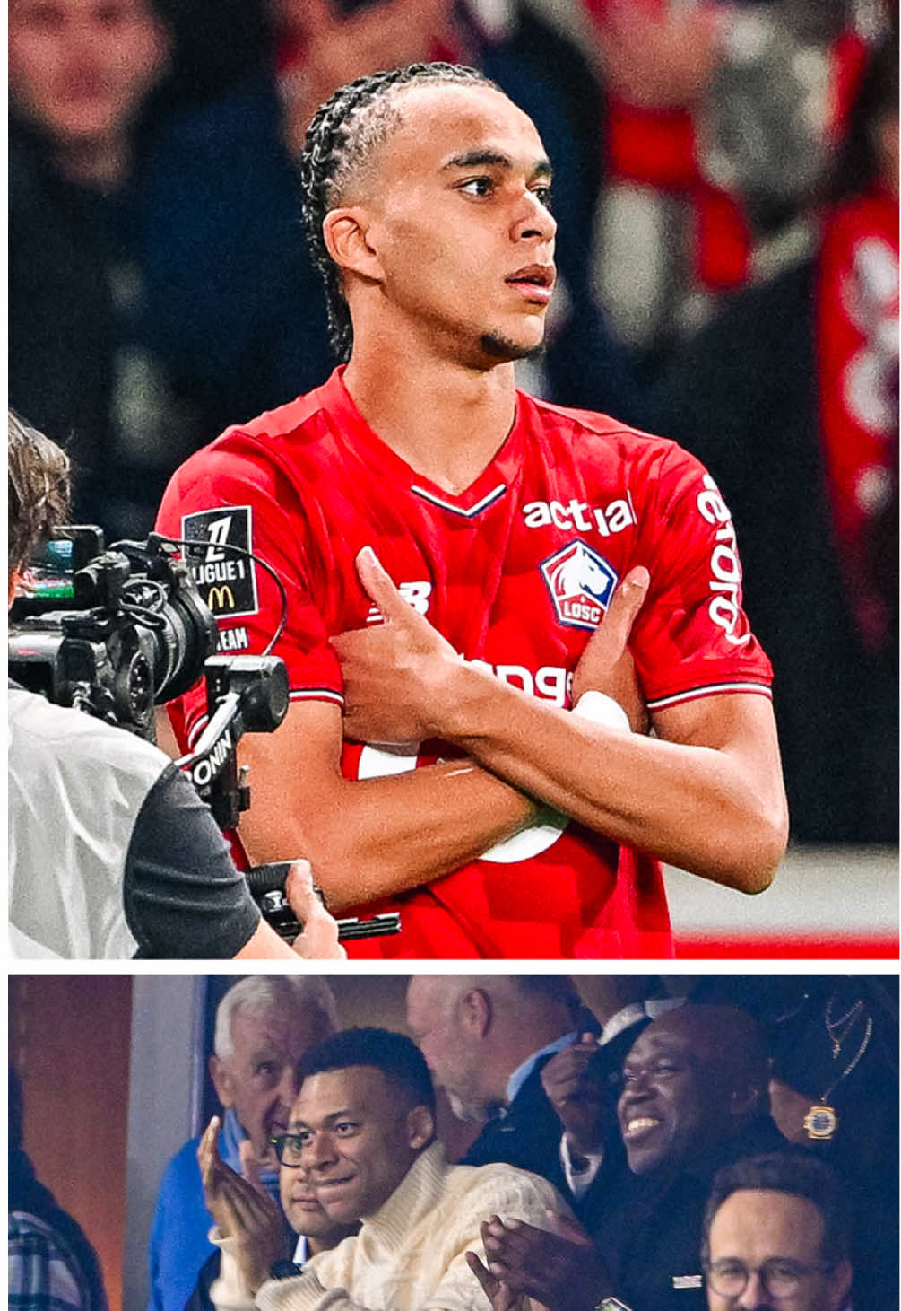 𝗦𝗼𝘂𝘀 𝗹𝗲𝘀 𝘆𝗲𝘂𝘅 𝗱𝘂 𝗴𝗿𝗮𝗻𝗱 𝗳𝗿𝗲̀𝗿𝗲 🥹 L’histoire était écrite ✨ Ethan Mbappé a égalisé hier face à son ancien club devant son grand frère qui ne pouvait pas être plus fier. Quel beau moment nous avons vécu hier ! ❤️ #LOSCPSG #Mbappe #football #LOSC #sport 