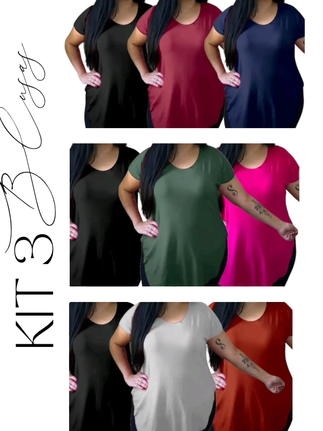 Kit 3 Blusas Plus Size tapabumbum por menos de 60 reais só aqui ! ✨ Peça seu kit agora , promoção por tempo limitado ! #lookacademia #roupasfemininas #comprinhas #leggin #tiktok 