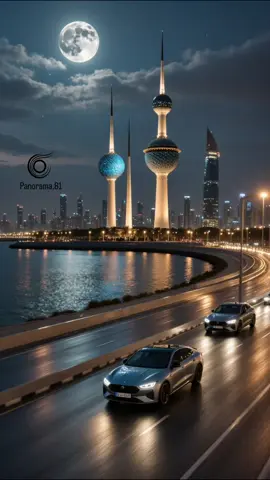 قمر… وجو جميل… وصوت عبدالكريم عبدالقادر✨️ وطبعا ابراج الكويت✨️