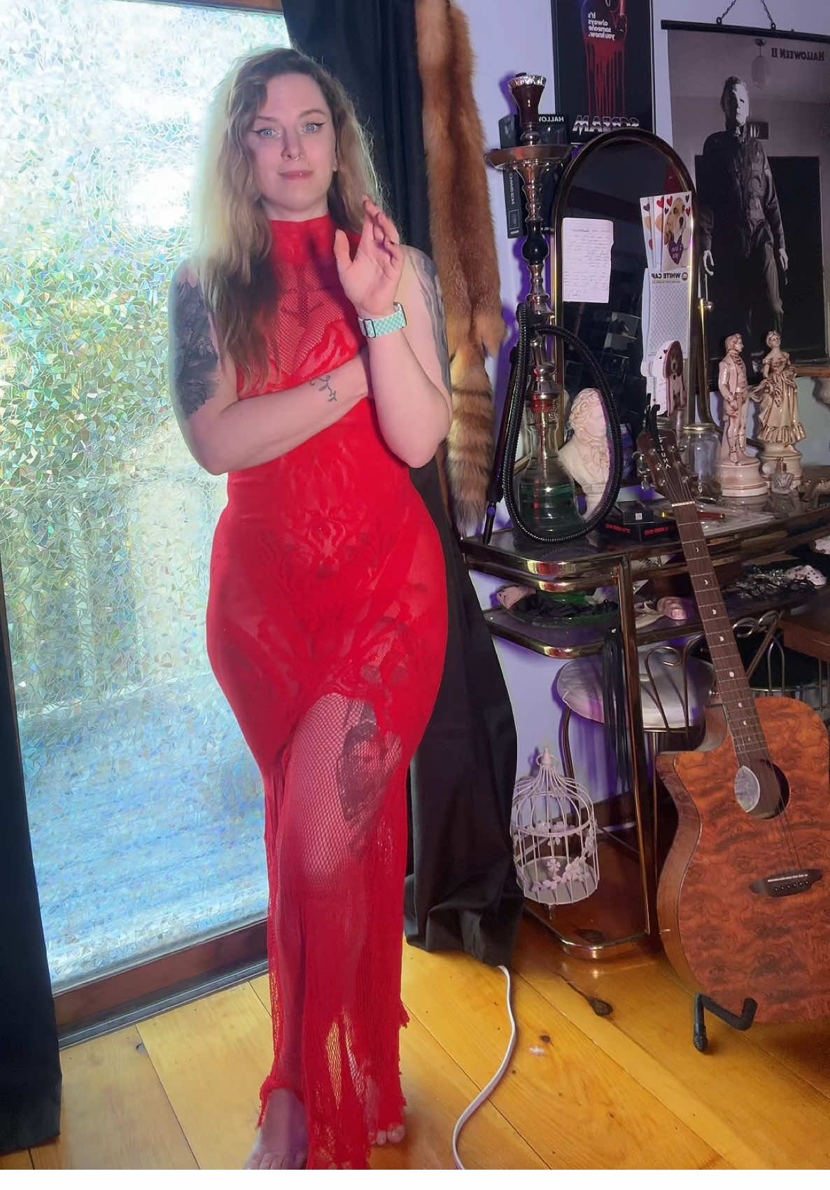 This is TOO hot. Maybe this years costume will be a fishnet devilish babe with horns, wings and a tail? Becuase this dress is too hot not to show off! #rslove #fishnets #fishnetdress #tiktokshopcreatorpicks #tiktokshophalloween 