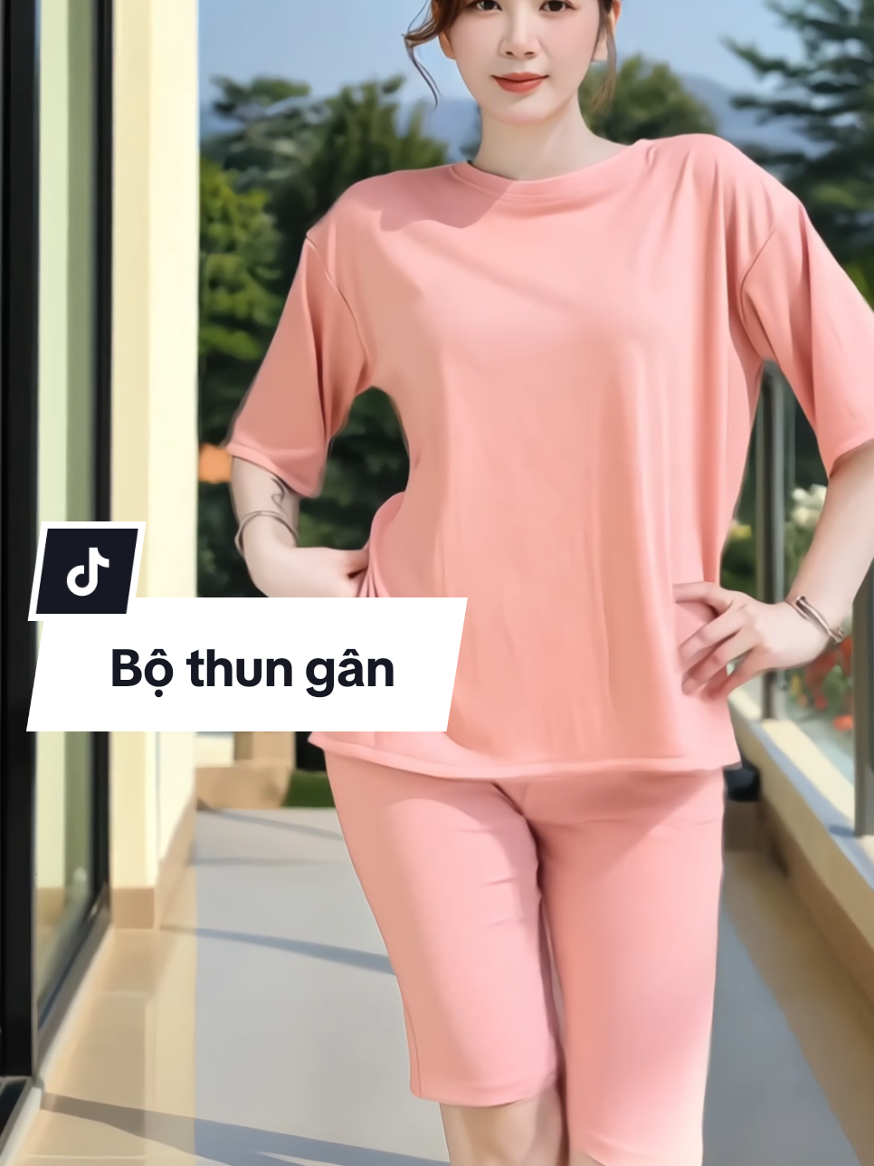 Set đồ thun gân nữ mặc nhà, quần lửng ngố phối áo rộng thoải mái #setdomacnha #bodothungan #bodonu #setdongu #xuhuong 
