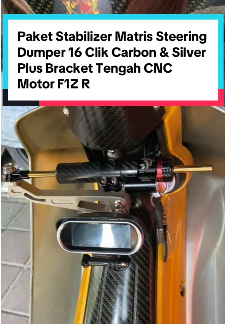 Paket Stabilizer Matris Steering Dumper 16 Clik Carbon & Silver Plus Bracket Tengah CNC Motor F1Z R #paketstabilizerpalangstang #stabilizer #viral #f1zr 