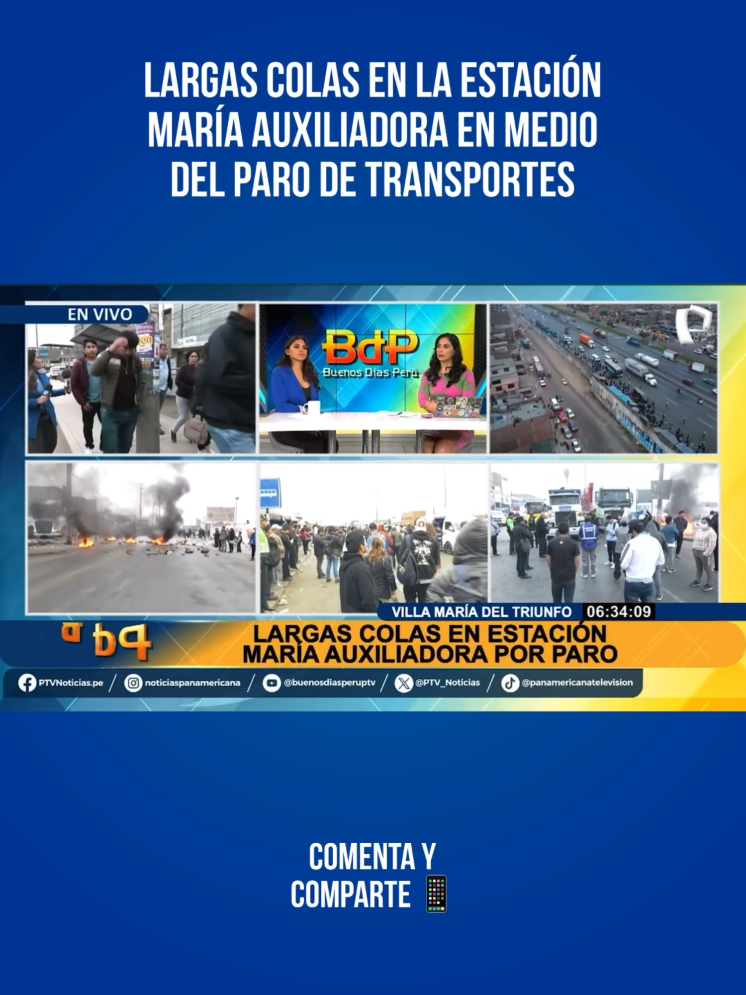 🚶‍♀️🚇 La Estación María Auxiliadora  registró una inusual aglomeración de pasajeros a las 6:30 AM debido al paro de transportistas. Cámaras registraron filas de varias cuadras que se extienden hasta la vía pública, incluso formando una 