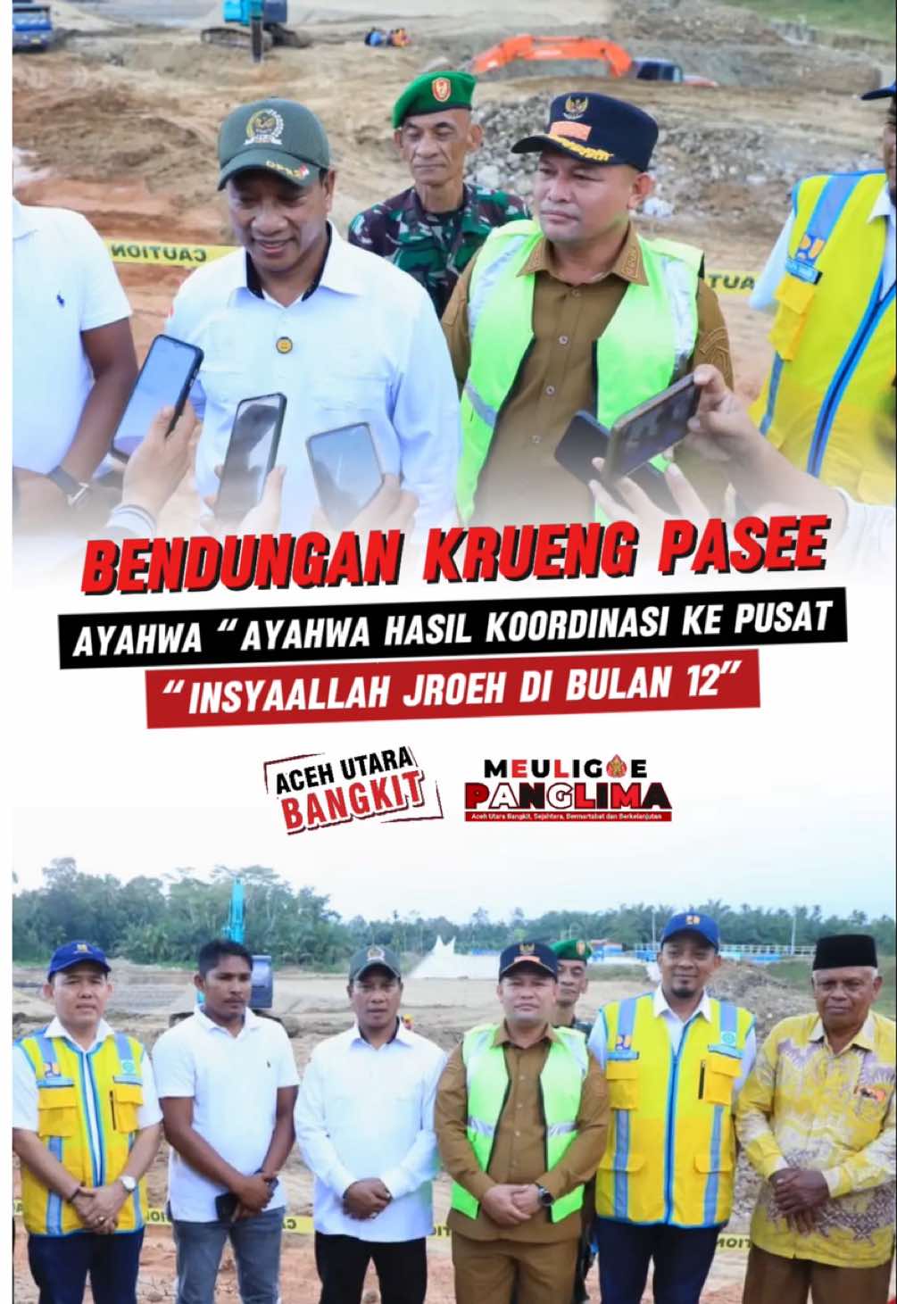 Kunjungan ke bendungan krung pase untuk mengecek kesiapan, semoga dengan kerja keras dan doa kita semua supaya ini dapat di gunakan akhir tahun ini. #acehutarabangkit #ayahwa #bupatiayahwa #acehutara #aceh 