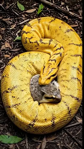 Giant Yellow Snake Grips Porcupine in Jungle Clash! 🐍🦔🔥#snake #porcupine #wildlife #explorepage✨ #fyp 