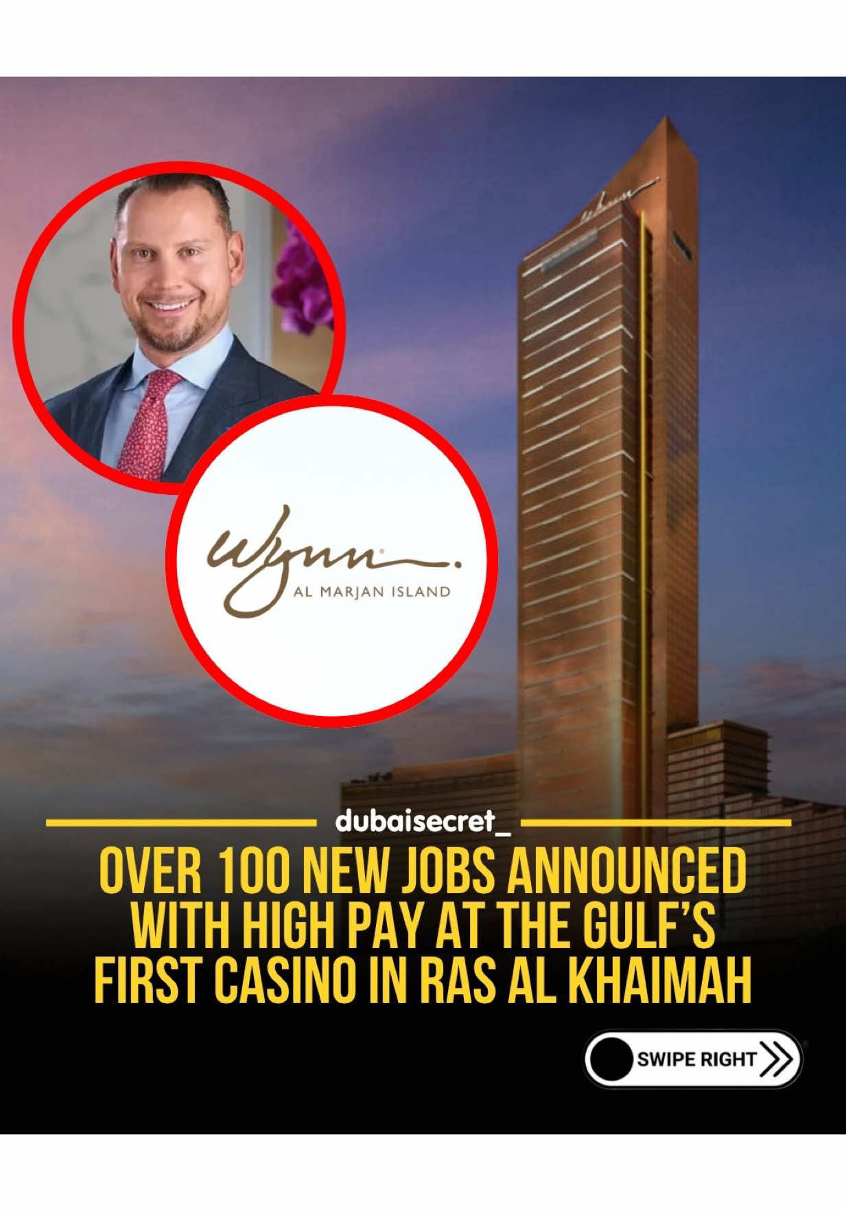 🎰 Over 100 new jobs just announced at the Gulf’s first-ever casino resort! Wynn Al Marjan Island in Ras Al Khaimah is now hiring across multiple departments with attractive salaries and incredible benefits — from healthcare and life insurance to incentive programs and paid leave. 💼 The $5.1 billion resort, opening in 2027, will mark the UAE’s first step into regulated gaming and luxury entertainment at a global scale. Would you work here if you got the chance? 👀 #UAE #RasAlKhaimah #WynnResorts #WynnAlMarjanIsland #UAEJobs        