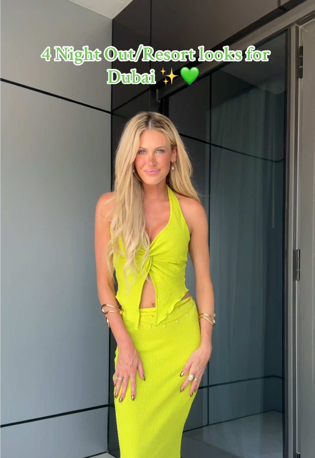 4 Night Out/Resort looks for Dubai ✨💚 #dubai🇦🇪 #dubaioutfits #resortoutfits #vacationoutfits #vacationlooks 