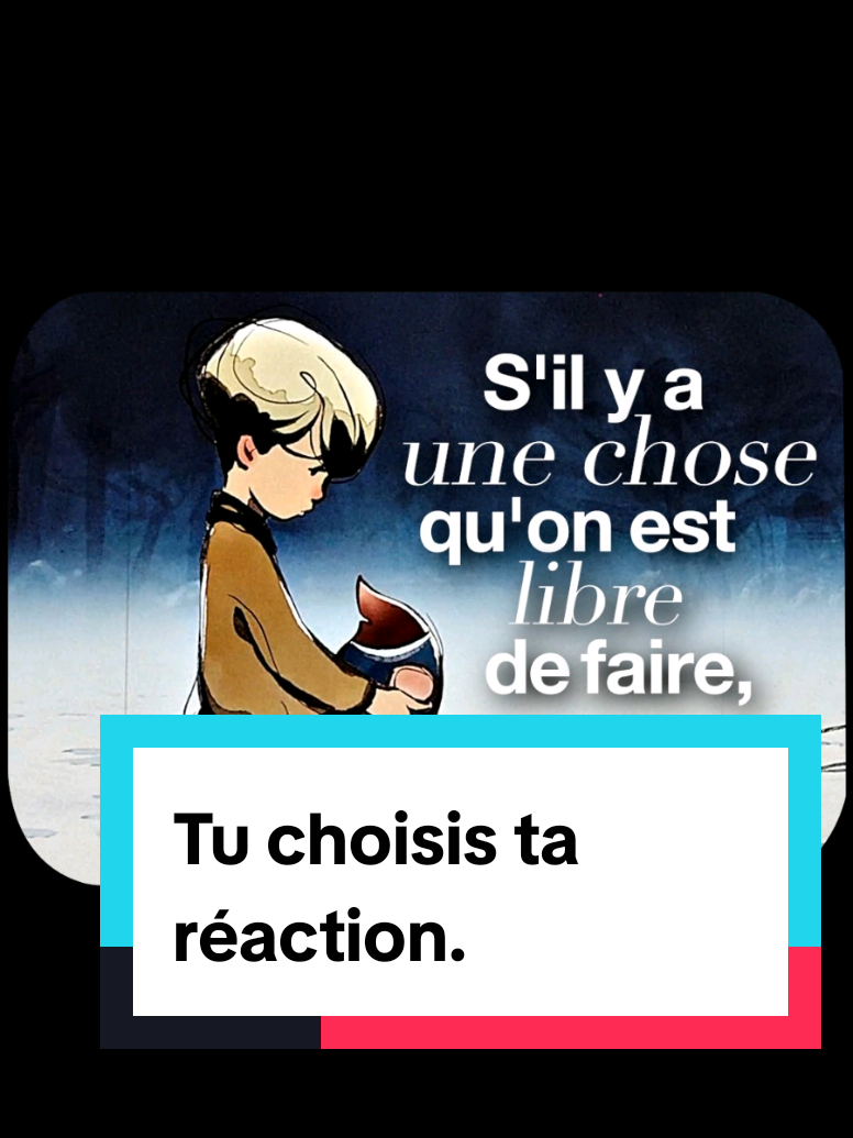 La base de la philosophie stoicienne : s'il y a une seule chose qu'on est libre de faire, c'est de choisir comment on réagit. Tu peux absolument tout traverser avec cet état d'esprit. #creatorsearchinsights 