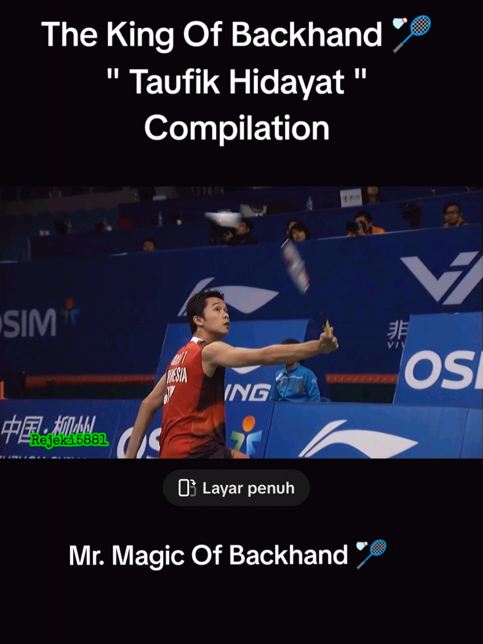 The King Of Backhand or Magic Of Backhand Smash 🏸 Sampai sekarang belom ada yang bisa menandingi skill bapak legend satu ini #smash #backhandsmash #taufikhidayat #badminton #sports 