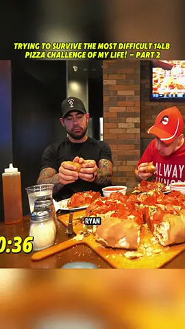 Part 2 - trying to survive the most difficult 14LB pizza challenge of my life #foodchallenge #challenge #foodies #eat #mukbang 