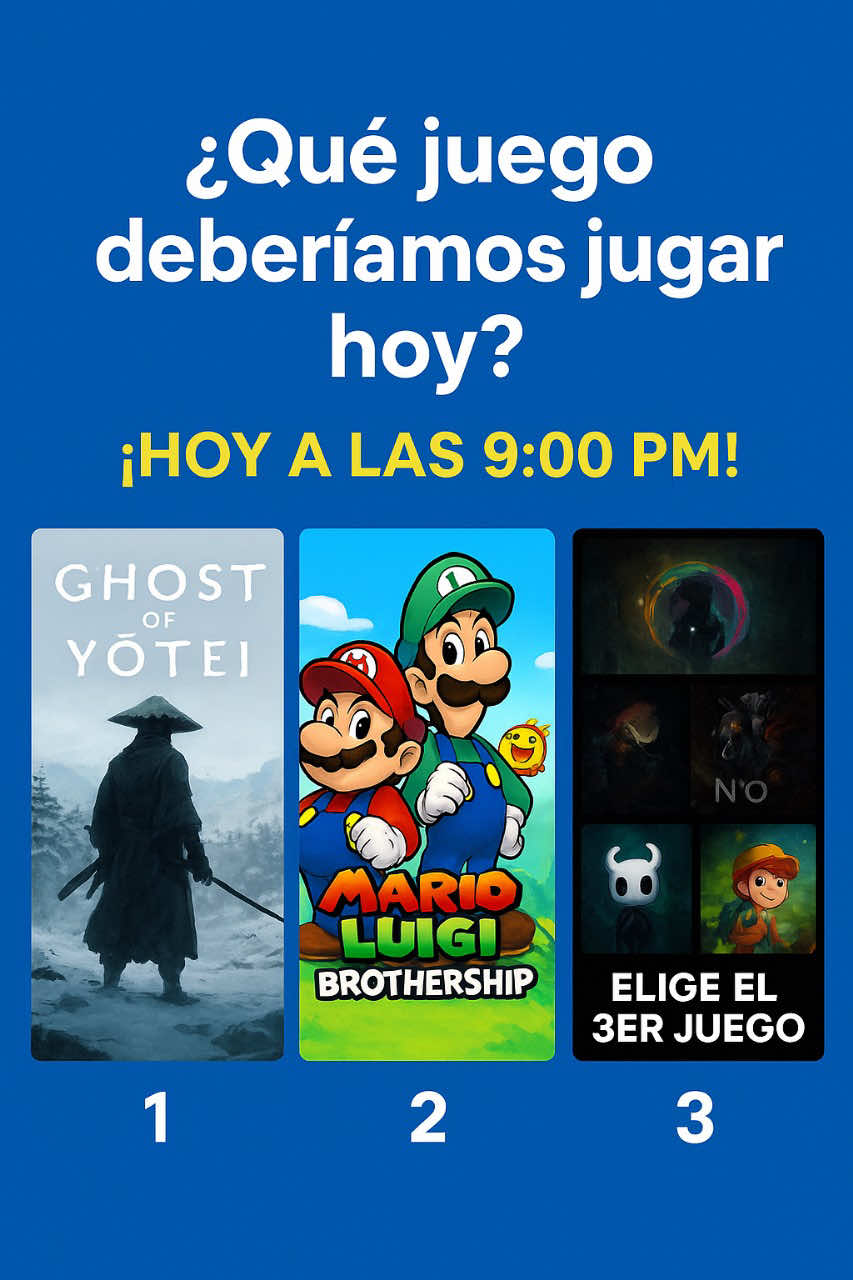🎮 ¡ZoneAkabane decide contigo! Esta noche a las 9PM elijo uno de estos 3 juegos 🔥 1️⃣ Ghost of Yotei 2️⃣ Mario & Luigi Brothership 3️⃣ Clair Obscur: Expedition 33 💬 Comenta tu favorito 👇 ❤️ Dale like si estarás en el directo #ZoneAkabane #GamingLive #PS5 #TwitchStreamer #TikTokLive 