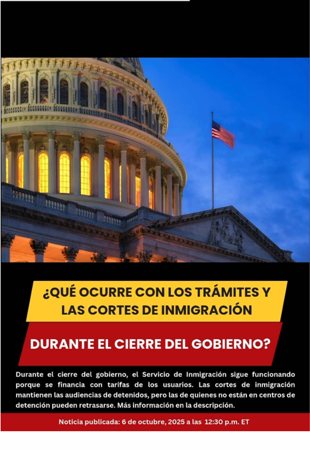 🚨Según el plan de contingencia 2025 del Departamento de Seguridad Nacional (DHS), durante el cierre del gobierno (shutdown) el Servicio de Inmigración y Ciudadanía (USCIS) seguirá funcionando porque se financia con las tarifas que pagan los usuarios. 📌El Departamento de Seguridad Nacional también dice que se mantendrán las operaciones de las fuerzas del orden, como la interdicción de drogas y el control de la migración irregular, y que seguirán revisando pasajeros y cargamentos en los puertos de entrada. 📌Además, la Asociación Estadounidense de Abogados de Inmigración (AILA) explica que, en general, las deportaciones continúan durante un shutdown. Las cortes de inmigración normalmente no cambian las fechas de las audiencias de personas detenidas, pero las audiencias de personas que no están en centros de detención sí podrían retrasarse. 🙏Comparte esta información. ✅Créditos: Factchequeado. ✅Más información en nuestra página: https://noticiasparainmigrantes.org/4-claves-para-entender-que-significa-el-cierre-del-gobierno-y-sus-consecuencias-incluyendo-los-procesos-migratorios/ #CierreDelGobierno #governmentshotdown #USCIS #Inmigración #DerechosDeInmigrantes      