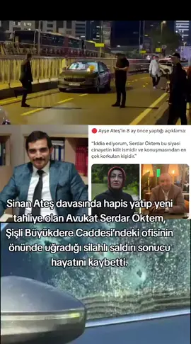 Sinan Ateş davasında hapis yatıp yeni tahliye olan Avukat Serdar Öktem, Şişli Büyükdere Caddesi’ndeki ofisinin önünde uğradığı silahlı saldırı sonucu hayatını kaybetti.