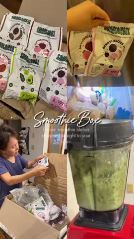 #ad @SmoothieBox delivers pre portioned frozen smoothie blends straight to your front door!  We got the daily vitality bundle which includes 20 packs (40 smoothie servings). 5 different blends and 4 packs of each!  -Super Green Fuel -Antioxidant Boost -Morning Cacao -Fruity Fitness -Berrylicious Açaí You can add water, milk or juice then add protein, collagen or supergreens! Add the pre portioned package and blend away!  Use code: JASMINESPA-20FLAT For $20 off orders over $100 Visit: https://smoothiebox.com #smoothiebox #smoothies #delivery #subscription           