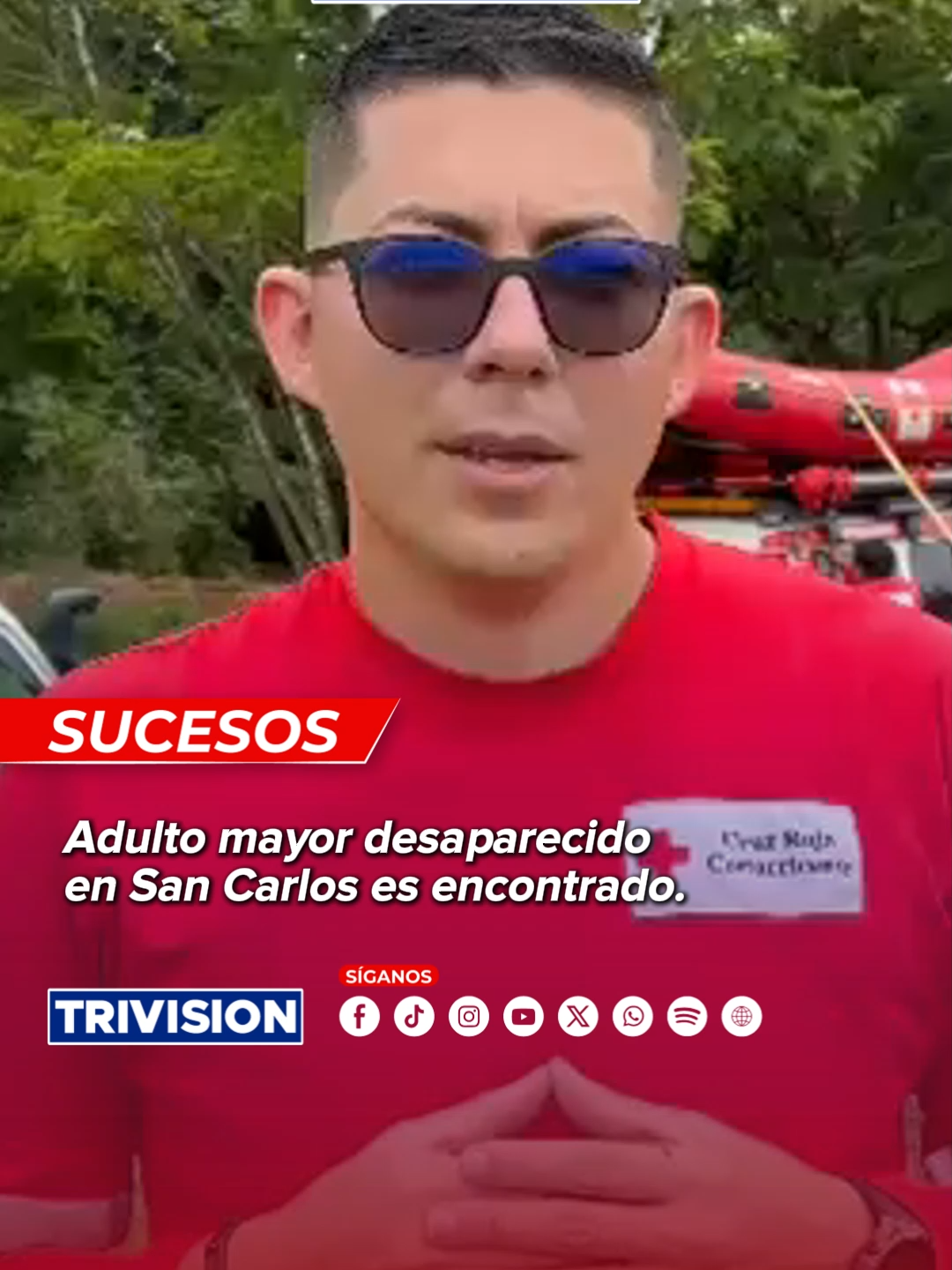 🔴 #NoticiasTrivisión | Un adulto mayor de 80 años que había sido reportado como desaparecido en el sector de Coopevega, Cutris de San Carlos, fue localizado tras labores de búsqueda y trasladado en condición urgente a un centro médico. Las autoridades continúan con el seguimiento del caso.