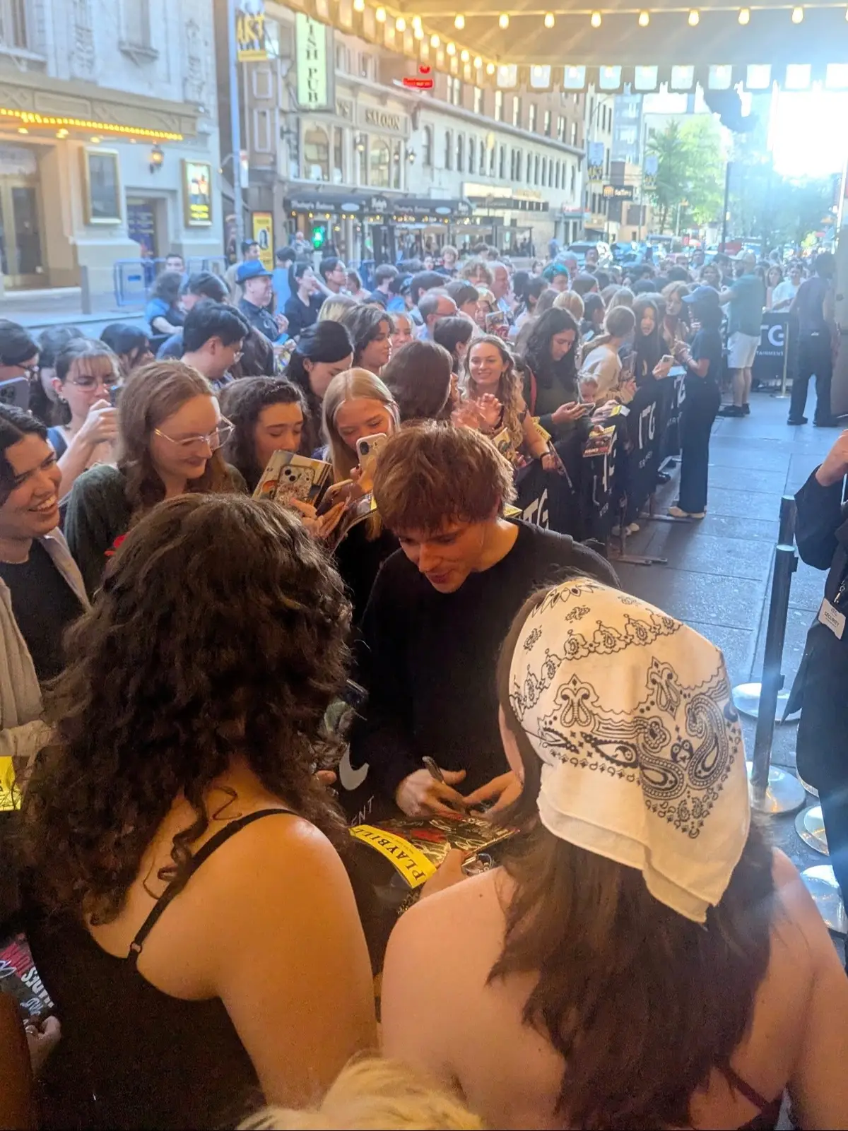 best. stagedoor. EVER. (ps if you happen to be those girls who seem to be taking pictures while we were talking to him… 👀 send please) (shout out  @mayidice__  for sending the ones with the flag) #hadestown #hadestownbroadway #jackwolfe #morgandudely #nexttonormal @jack wolfe @Morgan Dudley 
