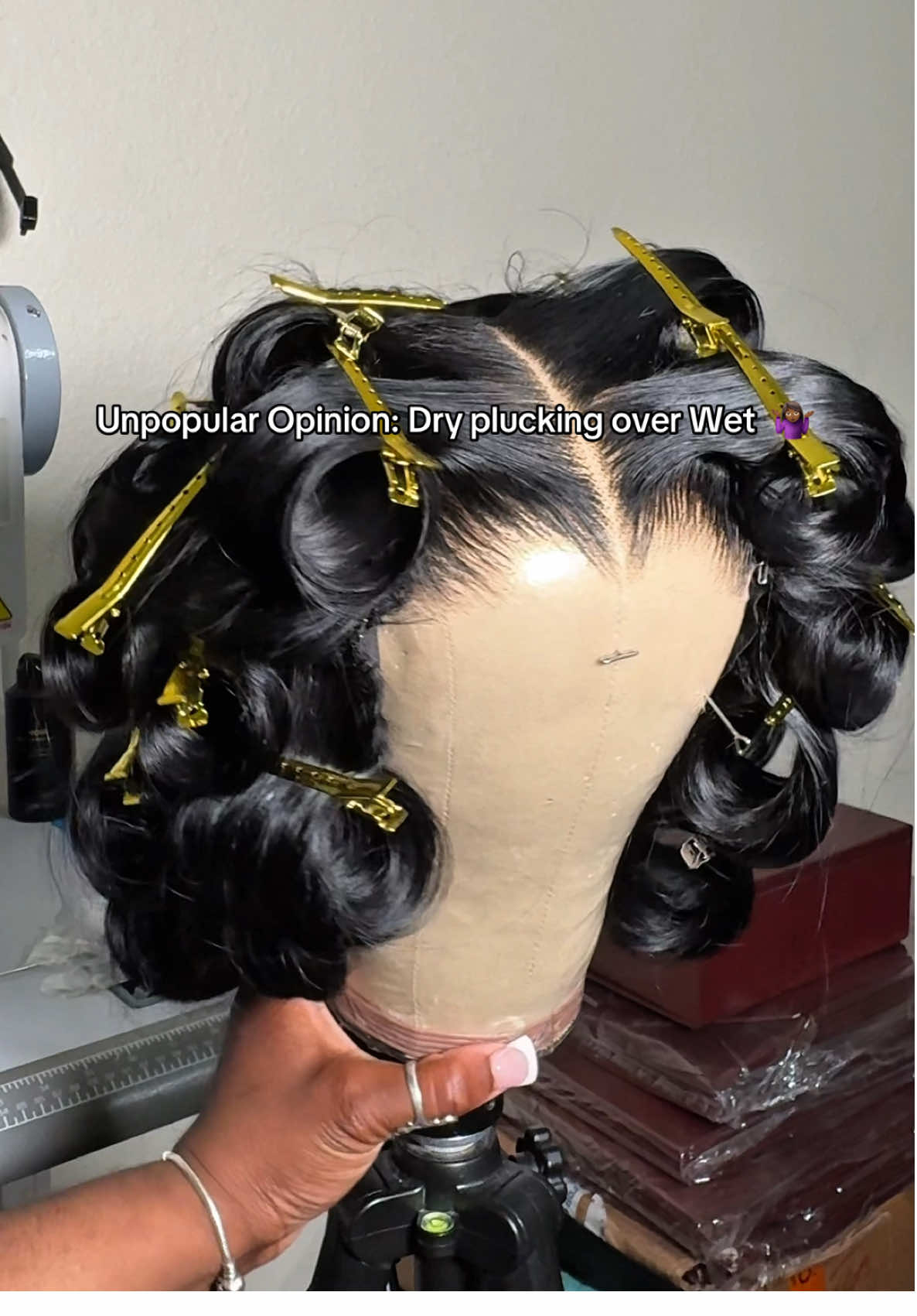 l'd say sorry, but I'm NOT 😭 While l've tried both methods, I find I have more control when the hair is dry as opposed to wet.  I believe it also helps me see the hairline being molded in real time as opposed to waiting for it to dry. You can definitely see areas you missed a lot better. All custom ordered wigs from me come customized & ready to wear as soon as you open the box 😌 If you're tired of bad customizing jobs or don't know how to do it, I'm your girl!  Click the link in my bio to start creating your own custom wig today! 📲 #wigtok #wigcustomization 