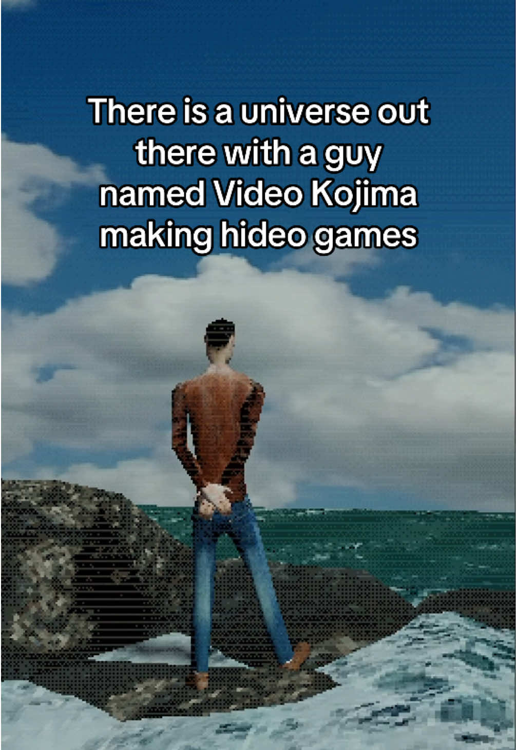 Hideo Kojima making video games suggests there is someone out there named Video Kojima makes hideo games. #kojima #hideokojima #videogames #psx #ps1 