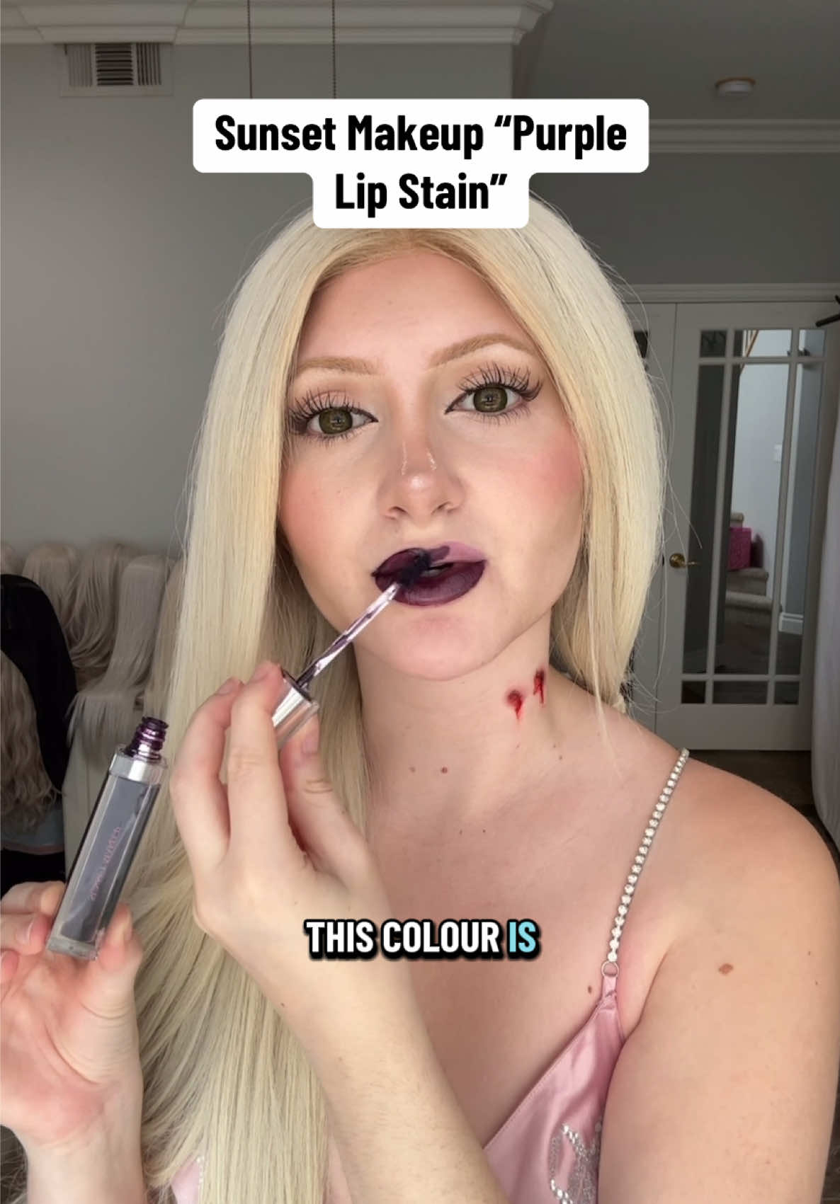 Our Sunset Makeup Purple Lip Stain 💋 #lipstain #gothmakeup #altmakeup #grungemakeup #cosplaymakeup 