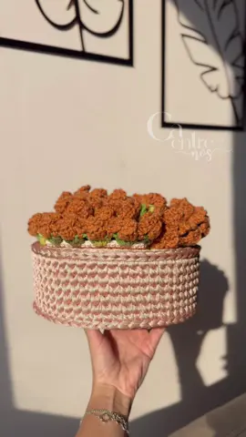 o cesto feito com fio de malha Premium da @meliahfios , com base em acrílico, carrega dentro dele 4 americanos Tulipas feitos à mão com fio 100% algodão . 🌷💫 #artesanato #cestocroche #croche #feitoamao #artesa 