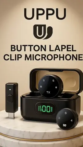 “Rekam suara jernih kapan pun, di mana pun — tanpa batas! Fokus pada desain futuristik, layar digital baterai, dan transmitter kecil. UPPU Button Lapel Clip Microphone — kecil, elegan, suara super jernih!” Tunjukkan produk dipasang ke smartphone dan langsung digunakan untuk merekam video atau vlog. “Cukup colok, nyalakan, dan langsung siap merekam! Tanpa delay, tanpa ribet.” #UPPU #MicWireless #MicVlog #KontenKreator #SuaraJernih 