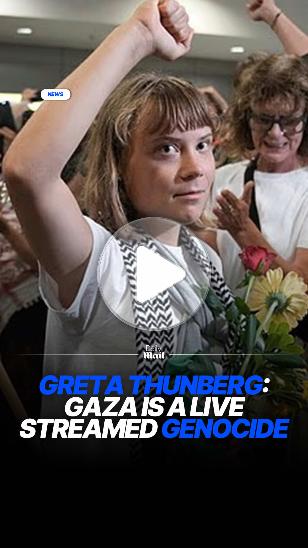 Greta Thunberg was met by cheering crowds of supporters as she arrived in Athens today where she spoke about how the world is witnessing a genocide unfold in real time. Read more of the story on DailyMail.com 📷 X / GlobalSumud #gretathunberg #protest #israel #gaza #news 