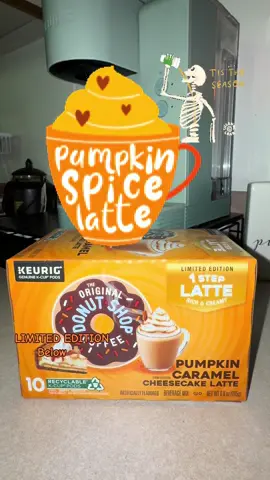 Snag up on these limited addition, pumpkin caramel cheesecake latte K-cups for your coffee maker! @Keurig 🧡 #keurigkcups #kcups #donutshop #coffeetiktok #pumpkinspice  