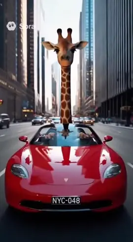 When a Giraffe Learns to Drive 😂🚗 #giraffe #funnyanimals #cityadventure #cinematicvideo #aiart 