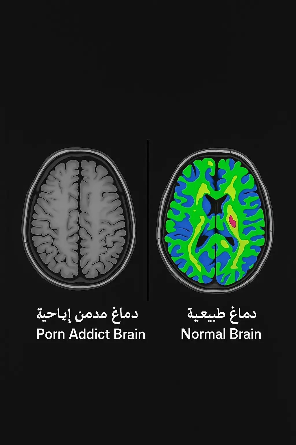 💥  --- 🧠 الفرق بين دماغ مدمن الإباحية ودماغ الإنسان الطبيعي الصورة دي بتوضح الفرق الحقيقي بين شخص غرق في إدمان الإباحية وشخص متعافي. الدماغ اللي على الشمال (دماغ مدمن الإباحية) بتكون خامدة، النشاط العصبي فيها ضعيف، مفيهاش طاقة أو تفاعل طبيعي، لأن الإدمان سحب منها الإحساس، التركيز، والدافع. أما الدماغ اللي على اليمين (دماغ طبيعية)، فدي دماغ اتعافت، النشاط العصبي فيها راجع، والألوان بترمز للحياة والطاقة والتركيز والسعادة. 📆 مدة التعافي: الدماغ بتبدأ تتجدد فعليًا بعد 90 يوم من الامتناع التام عن الإباحية والعادة السرية. وده بيحصل بالتدريج: من اليوم 1 إلى 30: الجسم بينضف، الدماغ بتحاول توازن الدوبامين، بتحس بالقلق أو الملل وده طبيعي جدًا. من اليوم 31 إلى 60: الهدوء بيبدأ، تركيزك يزيد، النوم يتحسن، والطاقة بتزيد. من اليوم 61 إلى 90: بتحس إنك رجعت إنسان طبيعي، تفكيرك واضح، مشاعرك صافية، والرغبة عندك بقت صحّية مش مريضة. 👨‍🦱👩‍🦰 سواء كنت رجل أو امرأة، الطريق واحد: التعافي مش بس توقف، التعافي ولادة جديدة لدماغك وحياتك كلها. ابدأ النهاردة، وخلي الصورة دي تكون تذكير إن فيك حياة تانية مستنياك بعد 90 يوم بس 🌱 #fyp  #viral  #trending  #tiktok  #foryou 