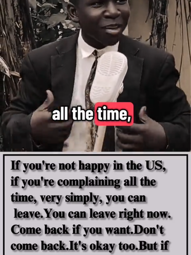 learn English through speech  If you're not happy in the US, if you're complaining all the time, very simply, you can leave.You can leave right now. Come back if you want.Don't come back.It's okay too.But if you're not happy, you can leave. #trump #english #learnenglish #trumpspeech 