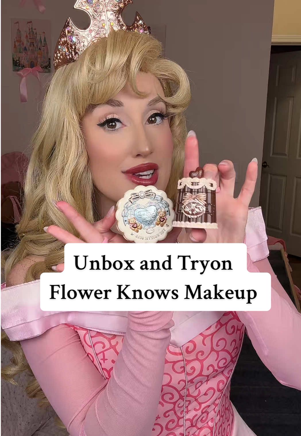 unbox and Tryon makeup from my favorite Korean makeup brand! All their makeup is so cute I swear tg and I feel like a princess when I use it! #disneyprincess #princesspartyperformer #disneyprincessmakeup #auroradisney #princessmakeup 
