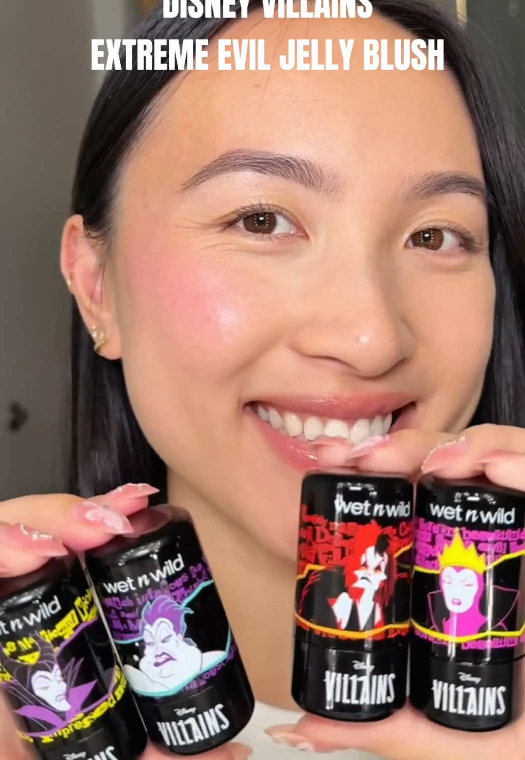 Bounce & blush to villain level boldness with our Extreme Evil Jelly Blush 🐚 👑 🔥 🐾 ⁠ ⁠ Inspired by Disney Villains Maleficient, Ursula, Cruella & Evil Queen, this weightless, bouncy formula melts into your skin and leaves a long-lasting tint 🥰 ⁠ ⁠ Which Villain’s Jelly Blush are you most drawn to?  Shop the wet n wild Disney Villains collection NOW @walmart (online & in-store) @walgreens ⁠Coming soon to @ultabeauty (online only) @amazon & wetnwildbeauty.com
