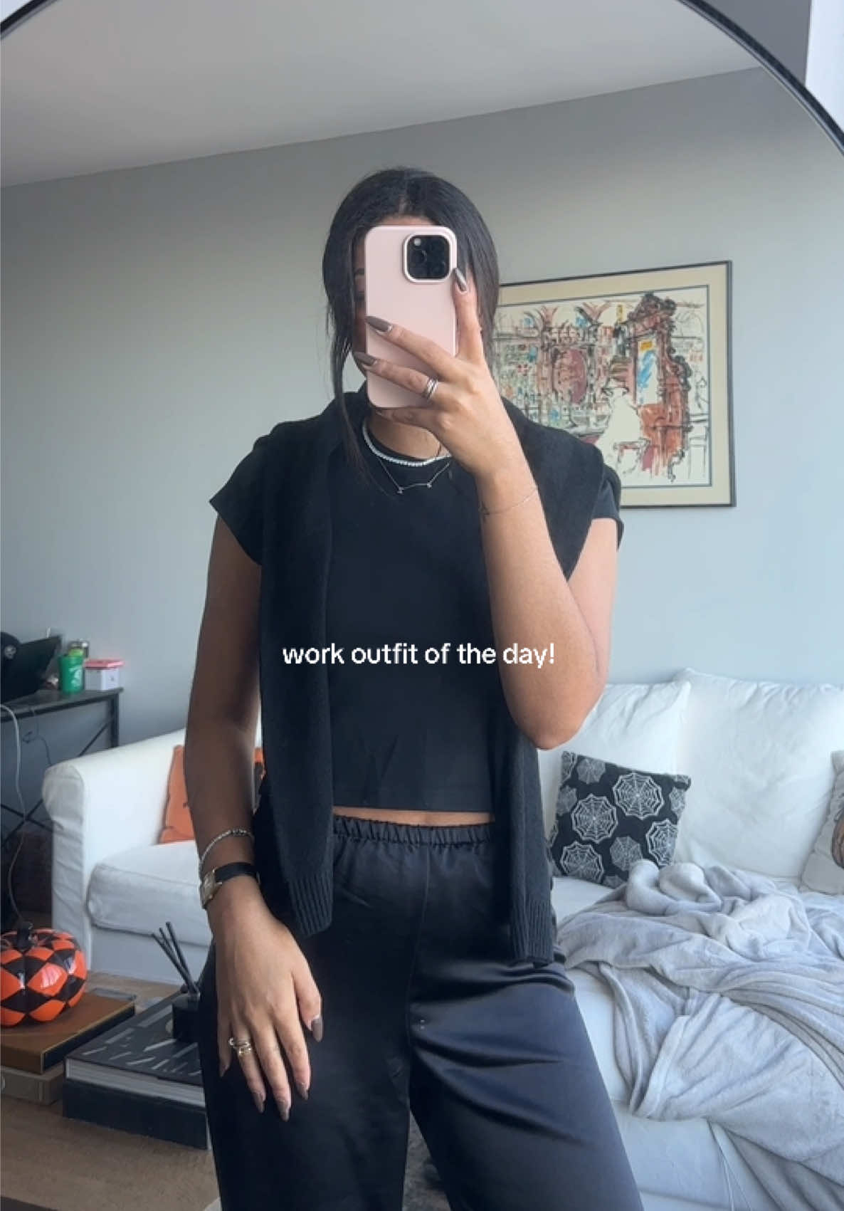 the pants make it look like I really tried, but they’re basically pajamas #fyp #workoutfit #workootd #OOTD #ootdinspo  @Gap sweater  @UNIQLO USA t-shirt  @Calvin Klein pants  @ChanelOfficial shoes 