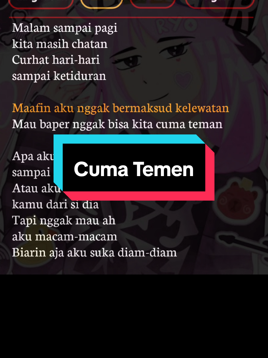 Cuma temen - RYO 🎧🎶 #liriklagu #lirikgoogle #cumatemen #ryo #lyrics #soundviral #lagutiktokviral #liriklaguviral🎵 #viraltiktok #viralsong #sound #fourfyourpage 