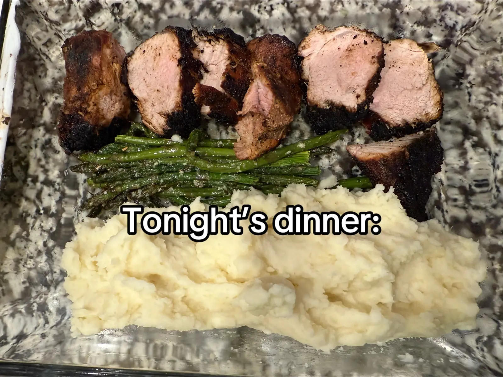 Pork tenderloin - mashed potatoes - asparagus and broccoli on the menu tonight - here’s what my family eats #dinner #DinnerIdeas #tonightsdinner #meals #easydinner