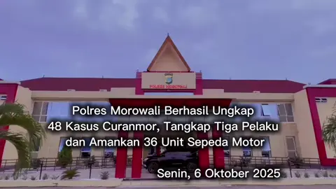 Kepolisian resor (Polres) Morowali kembali berhasil mengungkap kasus pencurian sepeda motor (Curanmor) di wilayah hukum kerjanya.  Dibawah kepemimpinan Kapolres Morowali, AKBP Zulkarnain S.H., S.I.K., M.H., personel Satreskrim Polres Morowali berhasil menangkap tiga tersangka tindak pidana curanmor yang beraksi di 48 tempat kejadian perkara (TKP). Hal ini diketahui ketika Kapolres Morowali AKBP Zulkarnain menggelar konferensi pers, di halaman Mako Polres Morowali, pada Senin, 6 Oktober 2025 siang.  Dalam kesempatan tersebut, Kapolres Morowali didampingi oleh Wakapolres Kompol Awaluddin Rahman S.H., M.H., dan Kasat Reskrim AKP Erick Wijaya Siagian S.Tr.K, S.I.K. Dalam keterangannya, Kapolres Morowali AKBP Zulkarnain menyampaikan bahwa personel Satreskrim Polres Morowali telah berhasil mengungkap kasus tindak pidana curanmor, yang terakumulasi sejak bulan April hingga September 2025. Pada kesempatan tersebut, Kapolres Morowali juga mengungkap bahwa dalam kasus curanmor ini terdapat tiga pelaku, yakni Lelaki Inisial HMS alias H (25 tahun), Lelaki inisial  EG alias E (22 tahun) dan Lelaki inisial M alias G alias A (46 tahun). 