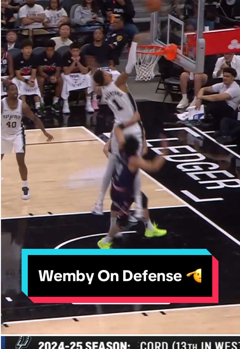 Wemby with another block 💪  #NBA #basketball #Wemby #victorwembanyama #spurs 