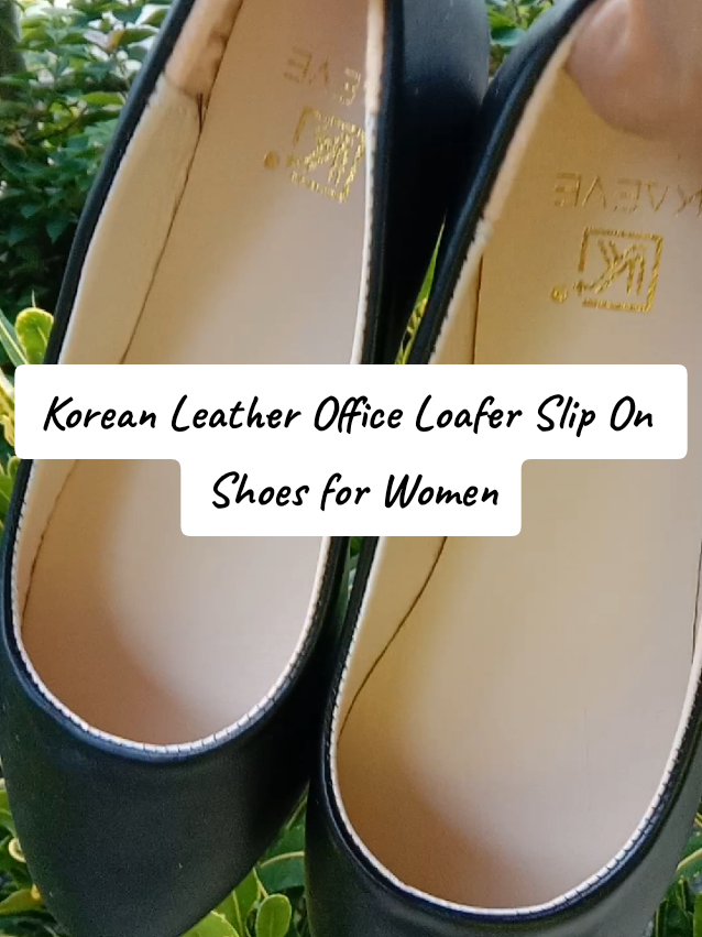 Korean Leather Office Loafer Slip On Shoes for Women #shoesforwomen #shoes #womensshoes #officeshoes #schoolshoes 
