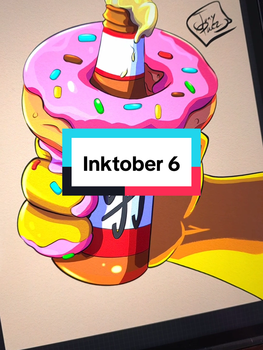 When your donut love pierces straight through the beer 😂🍩🍺 Day 6 #ArtTok #Inktober2025 #DrawingProcess #thesimpsons #inktober 