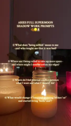If you’re feeling called to shadow work during this full moon or the coming days following it, utilizing fire in a releasing ceremony may be beneficial, embodying the energy of Aries ♈️ ❤️‍🔥 Write down what comes up for you and safely burn what you desire to release, feeling and envisioning it being fully burned away and transmuted by the flame 🕯️✨ #supermoon #fullmoonritual #shadowwork #shadowworkprompt #astrology 