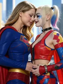 Supergirl x Harley Quinn lesbian kissing 3 #AI #AIart #AIvideo #yuri #lesbian 