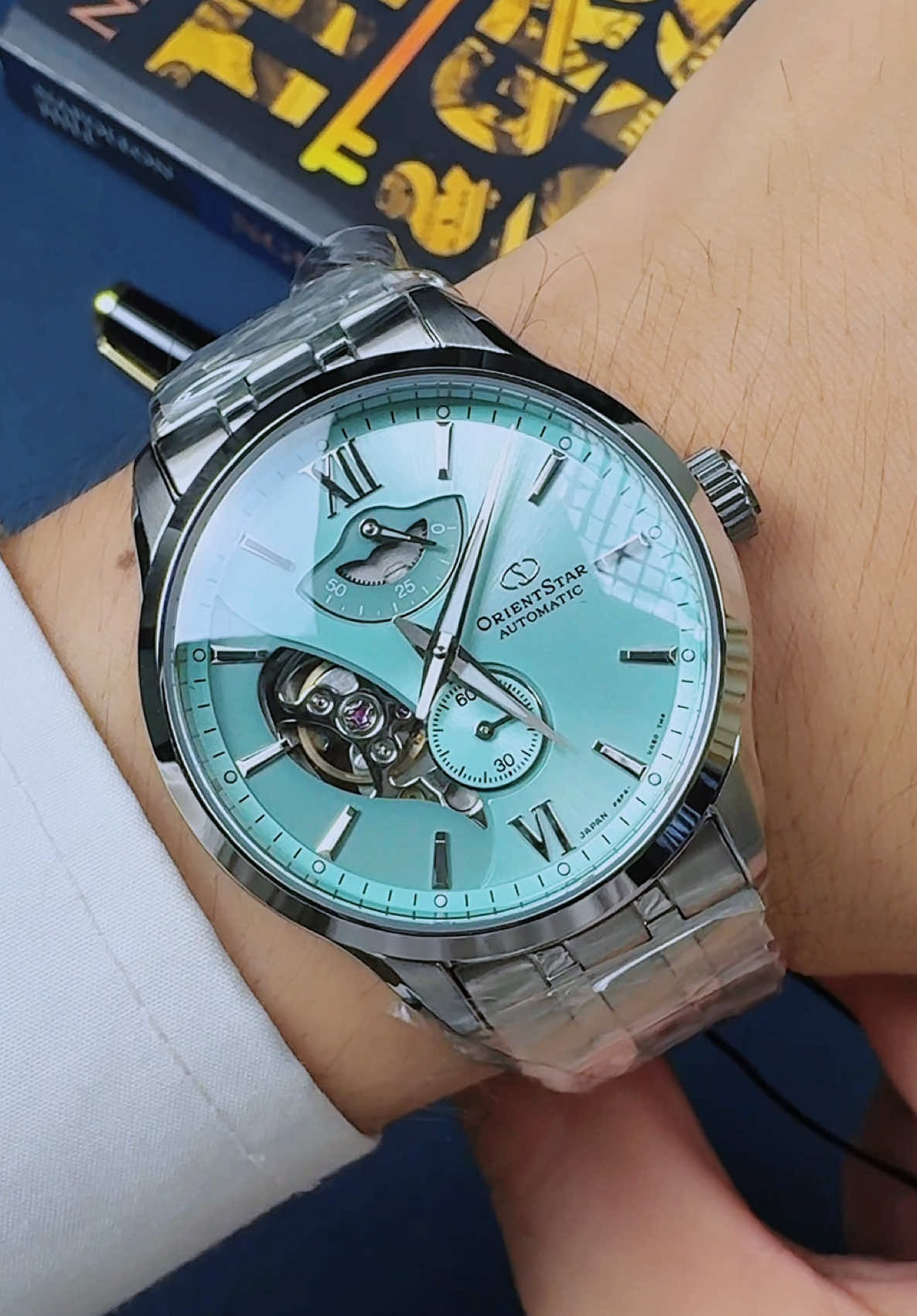 Orient Star layered skeleton 400 chiếc, Dial Xanh băng nhẹ nhàng cuốn hút, Bản 2 dây #orientstar #orient #donghonhat #donghochinhhang #xuhuong 