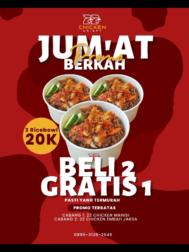 Hallo pelanggan setia 22chickencrispy minggu ini kita lagi ada promo 