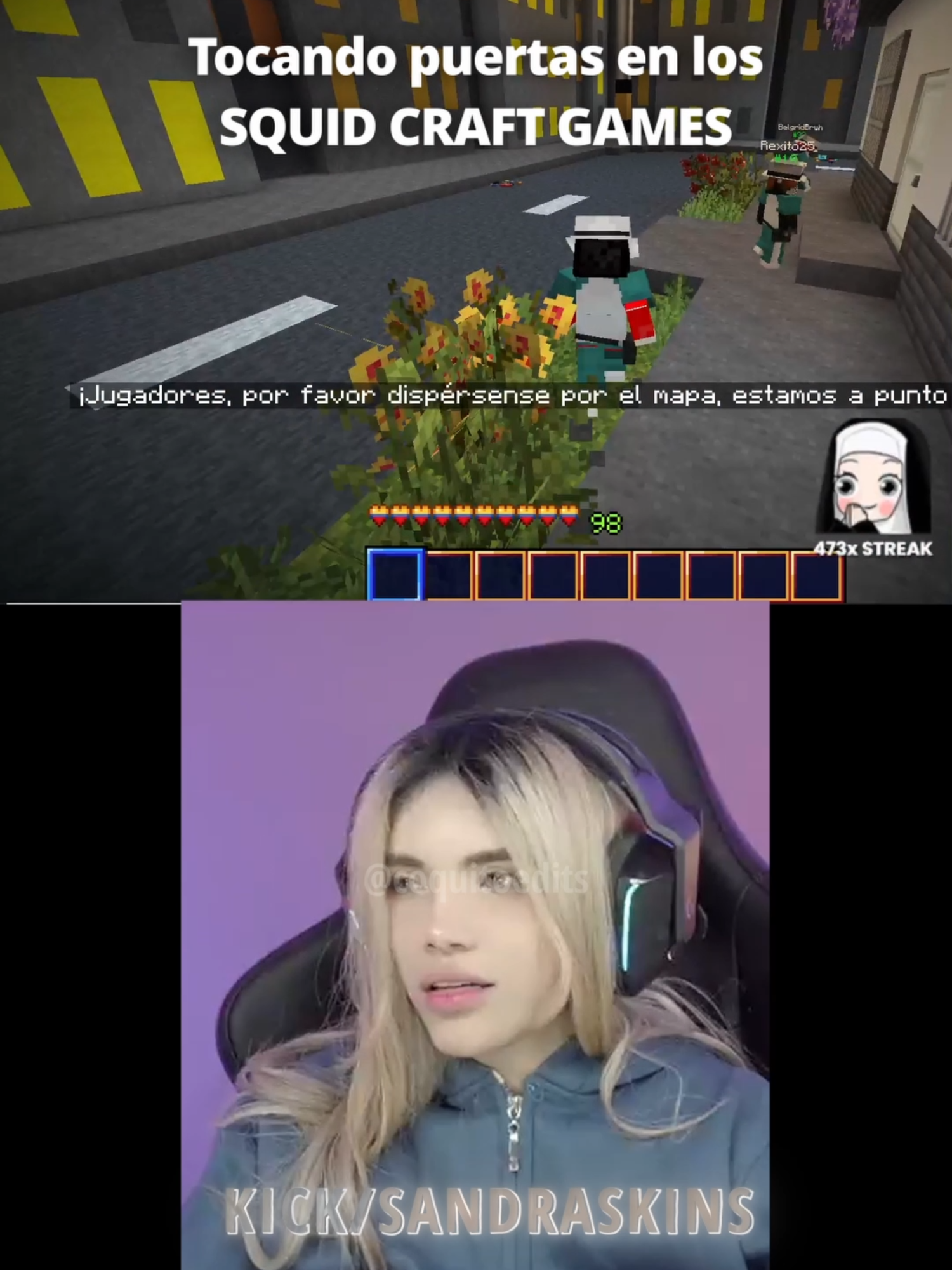Sandraskins : Eliminada de los Squid Craft Games? ​😥​ #sandraskins #smashdota #kick #perú🇵🇪 #streamer #clips #sandraskinsclips #dota2 #paratii #Minecraft