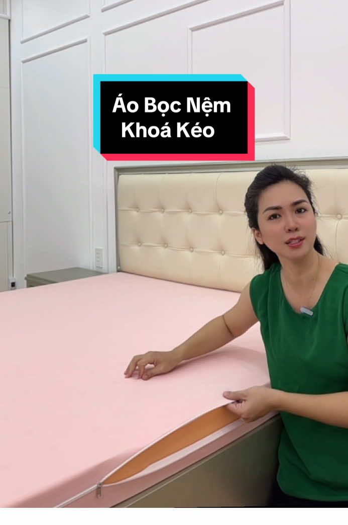 Áo bọc nệm khoá kéo màu hồng dâu!! #aobocnem #aobocnemkhoakeo #namphatbedding #fyp #xh 