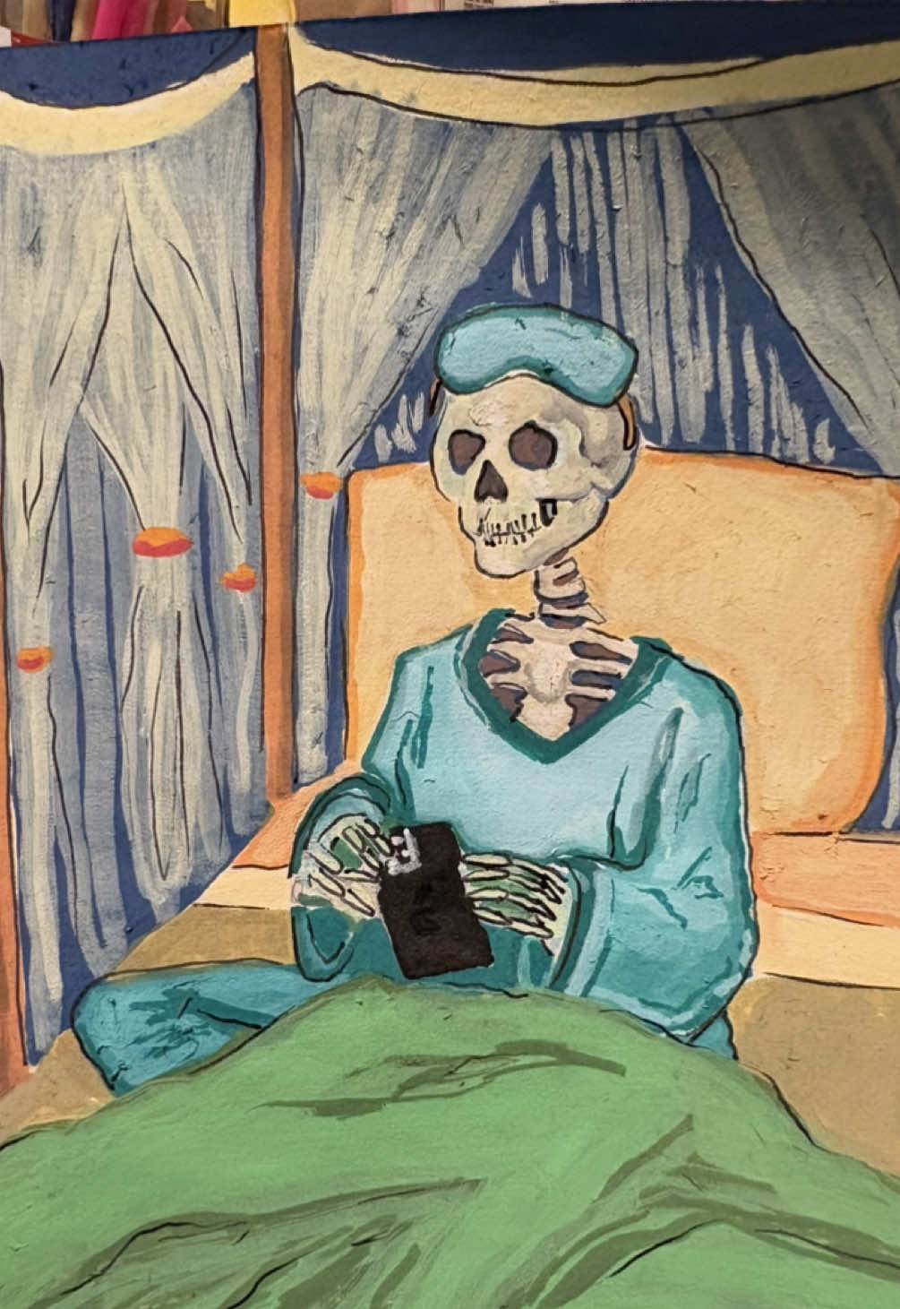 Drawtober Day 5: Sleepy Skeleton 💀 #drawtober #halloween #sketchbook #drawingchallenge #spookyseason 