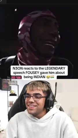 N3ON reacts to the LEGENDARY speech FOUSEY gave him about being INDIAN 😭🇮🇳 #n3on #indian #fousey #n3onclips 