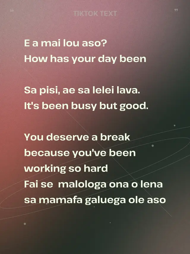 #Samoan Language Learning # #fyp # #End of Day conversation#